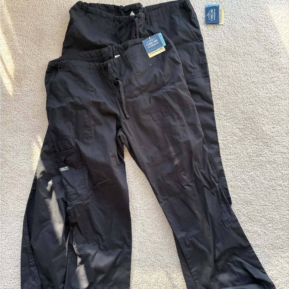 Cherokee Black Workwear Scrub Pants with Brand Tag